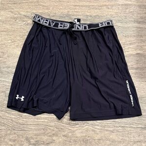 Under Armour Men’s Black Athletic Performance Shorts with Branded Waistband